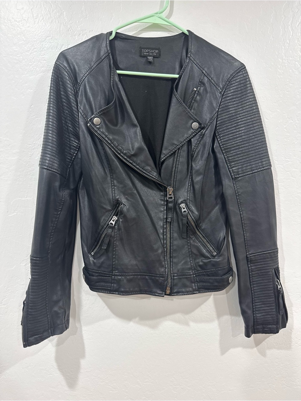 Top Shop Faux Leather Moto Jacket Size 4